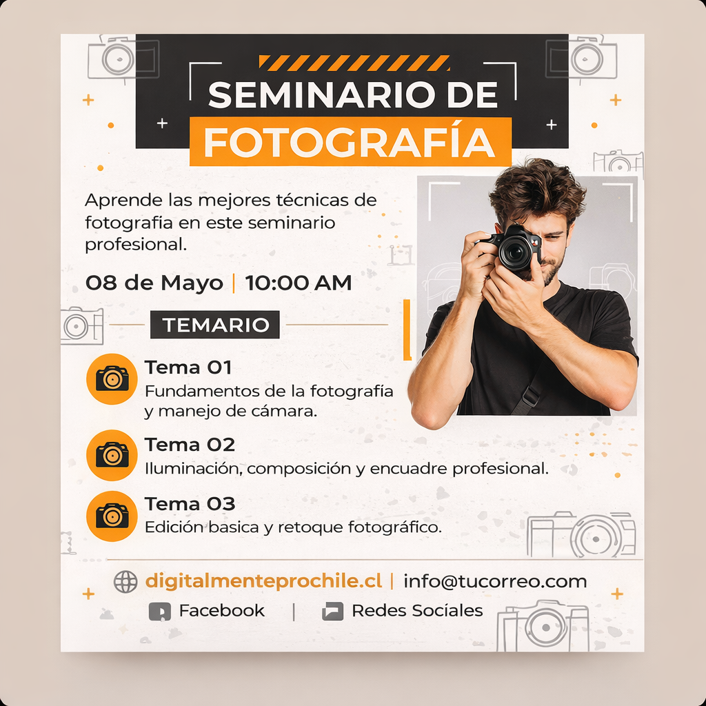 Fotografía y Videografía – Listas para Publicar, pack incluye 10 plantillas