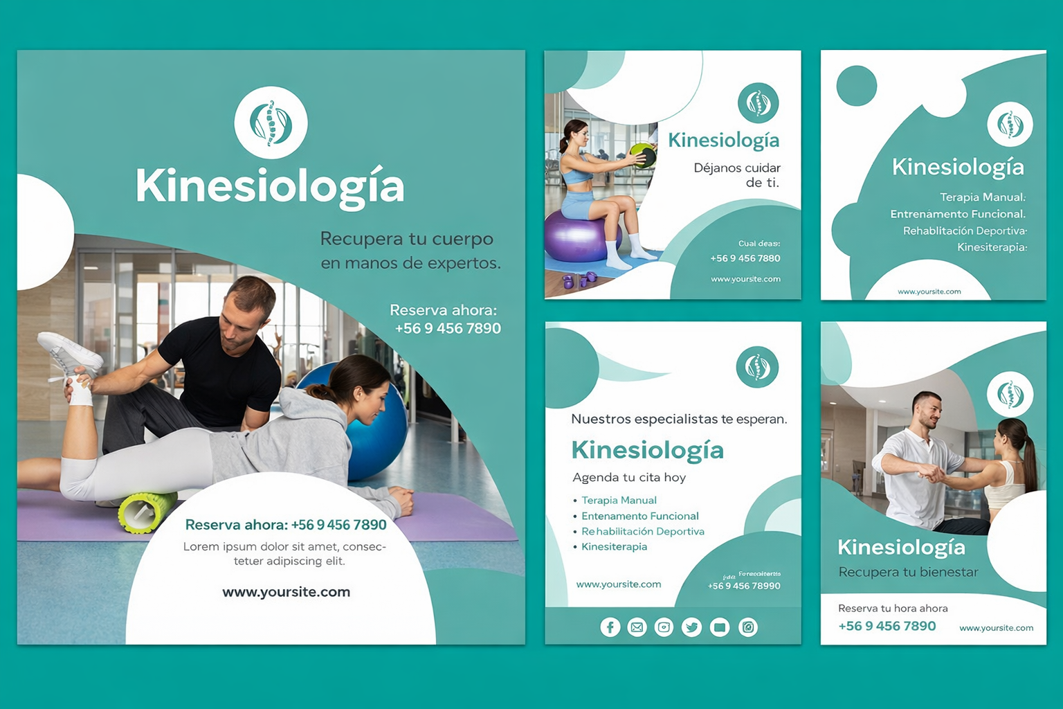 Kinesiólogos – Listas para Publicar, pack incluye 10 plantillas